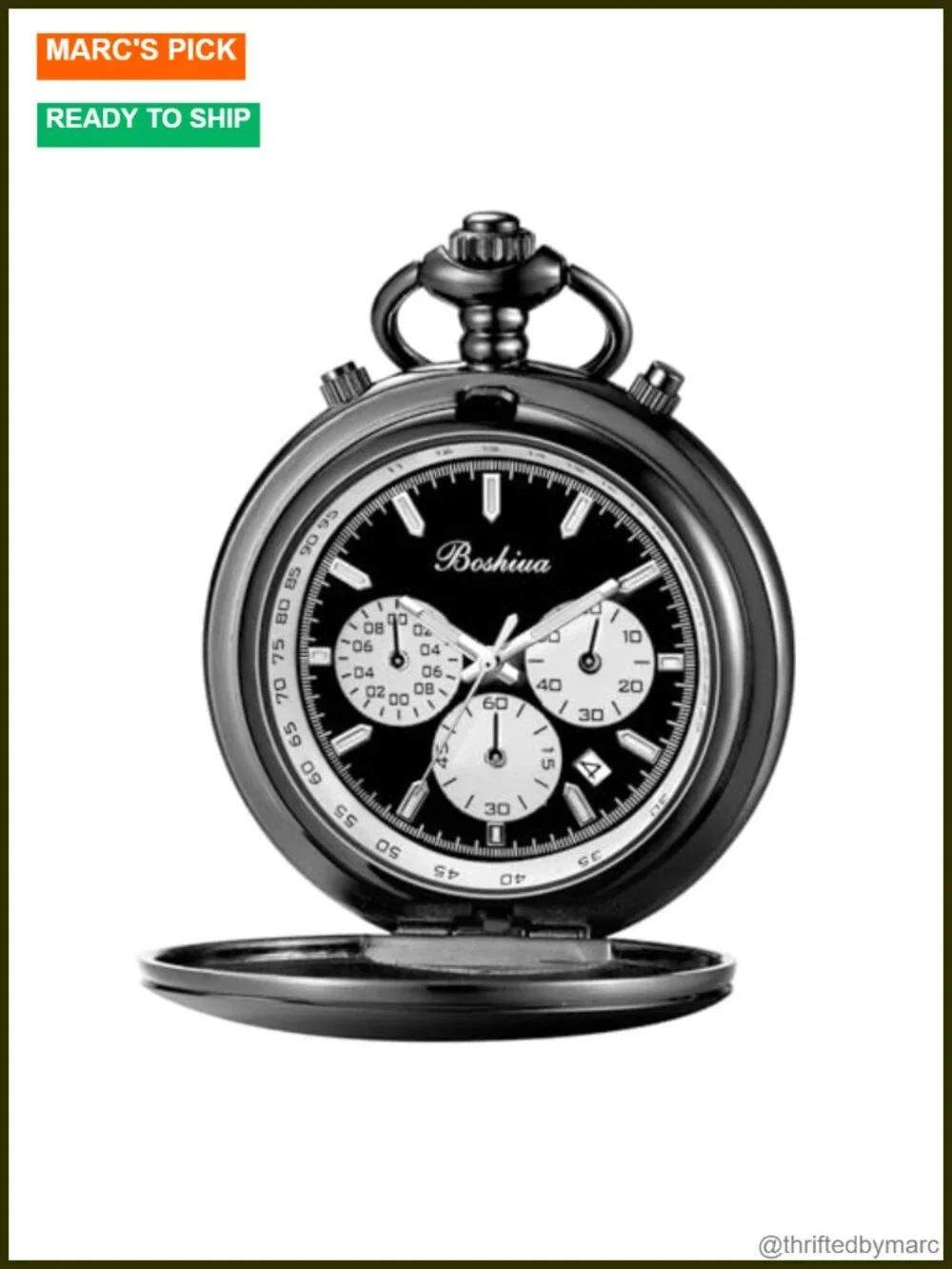 Smooth Quartz Pocket Watch with Chain Multifunctional Chronograph Vintage